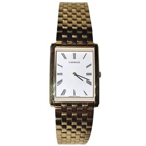 Vintage 80s LASSALE Gold Plated Quartz Men's Thin Dress Watch 5Y30-5K7H